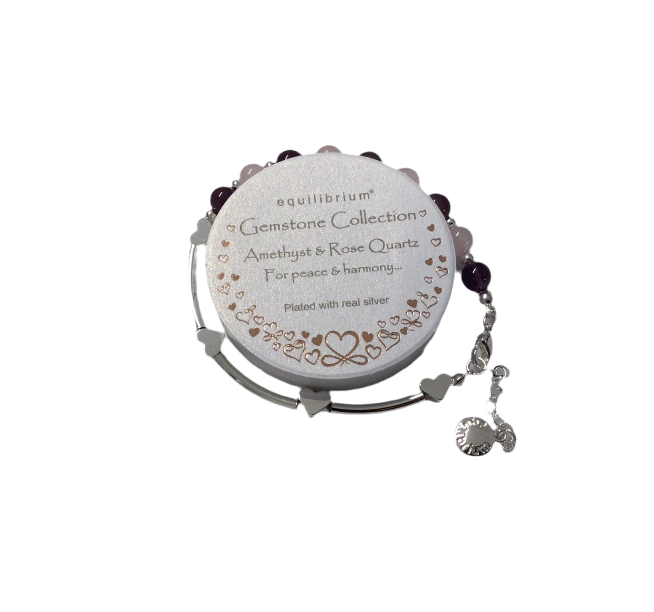 Equilibrium Amethyst & Rose Heart Bracelet