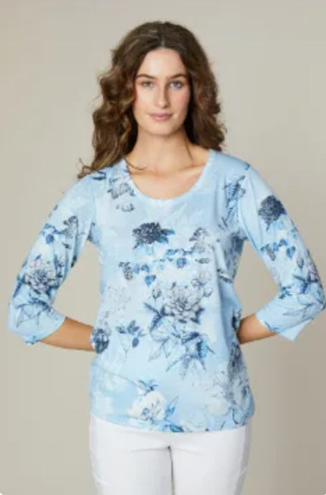 Jessica Graaf 29333-021 Light Blue Patterned Top