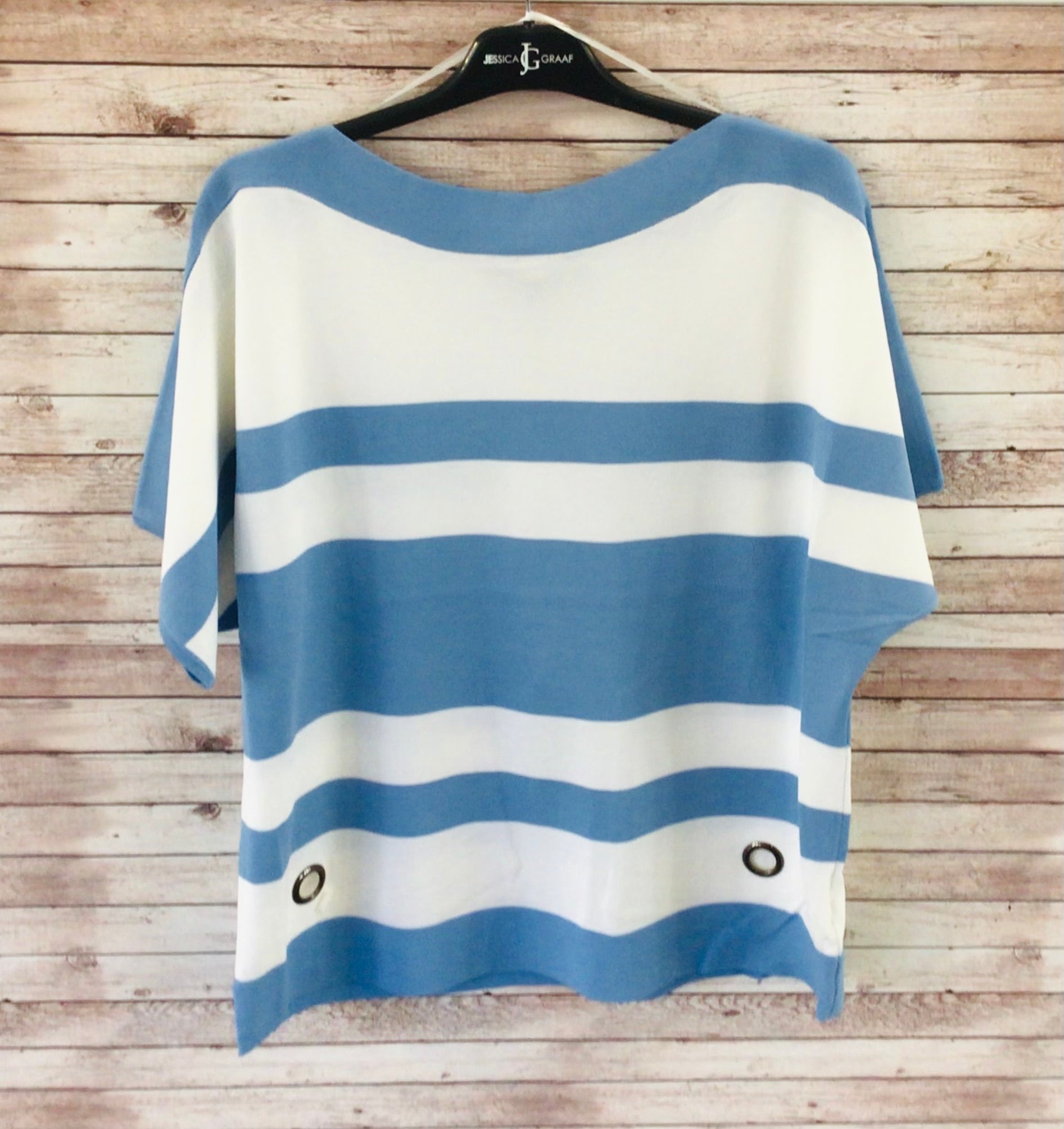 Jessica Graaf 29228-021 Light Blue/White Strip Top