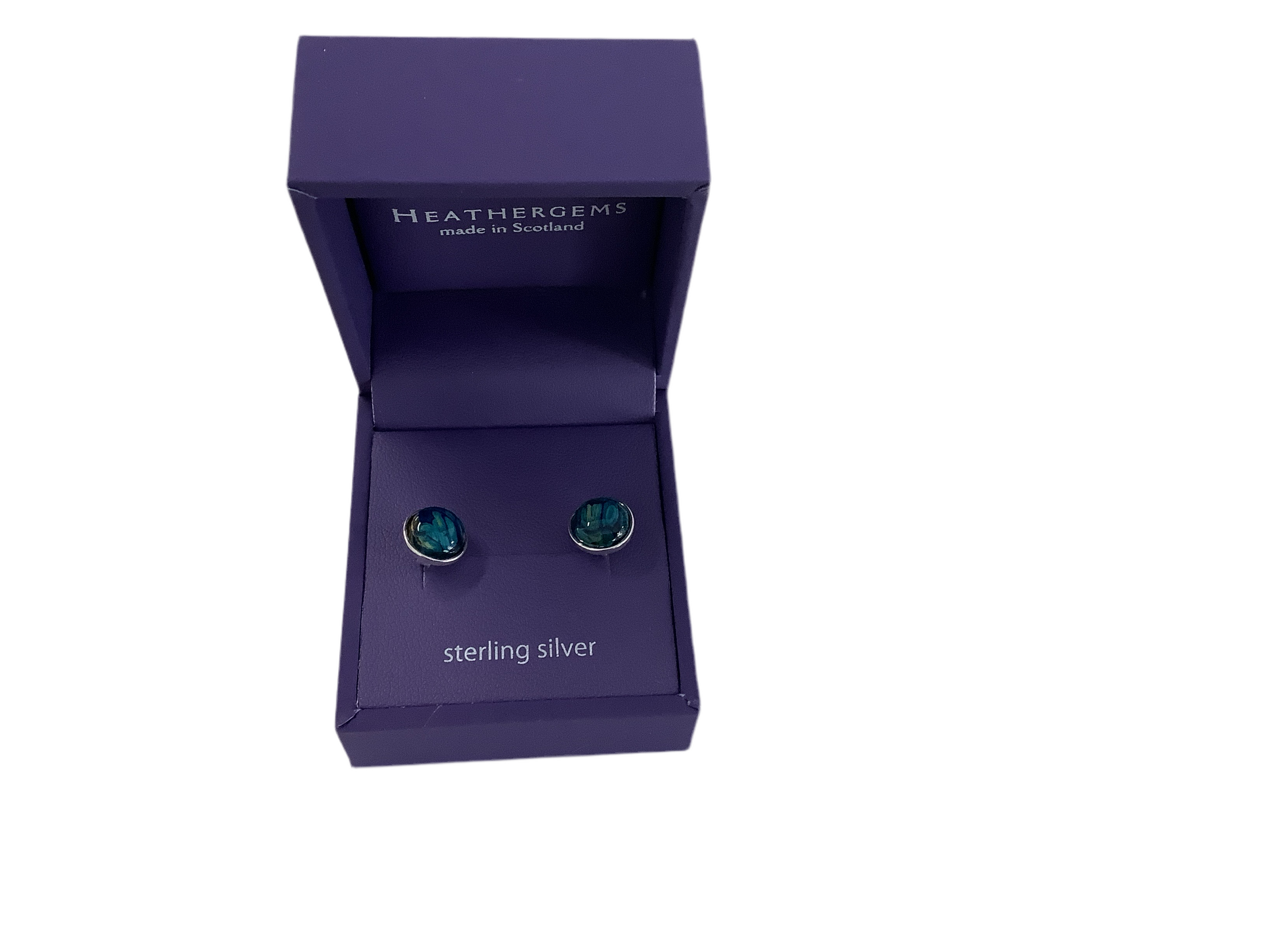 Heather Gems 8mm Silver Stud Earings
