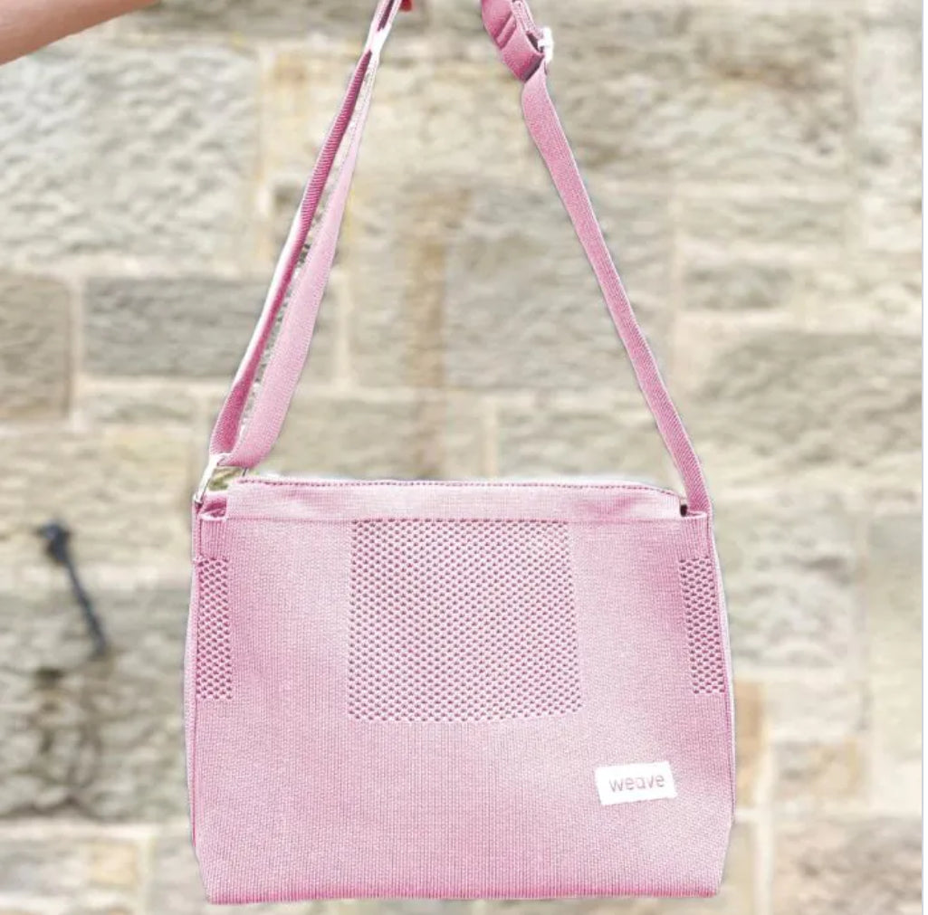 Pink Weave Messenger Bag