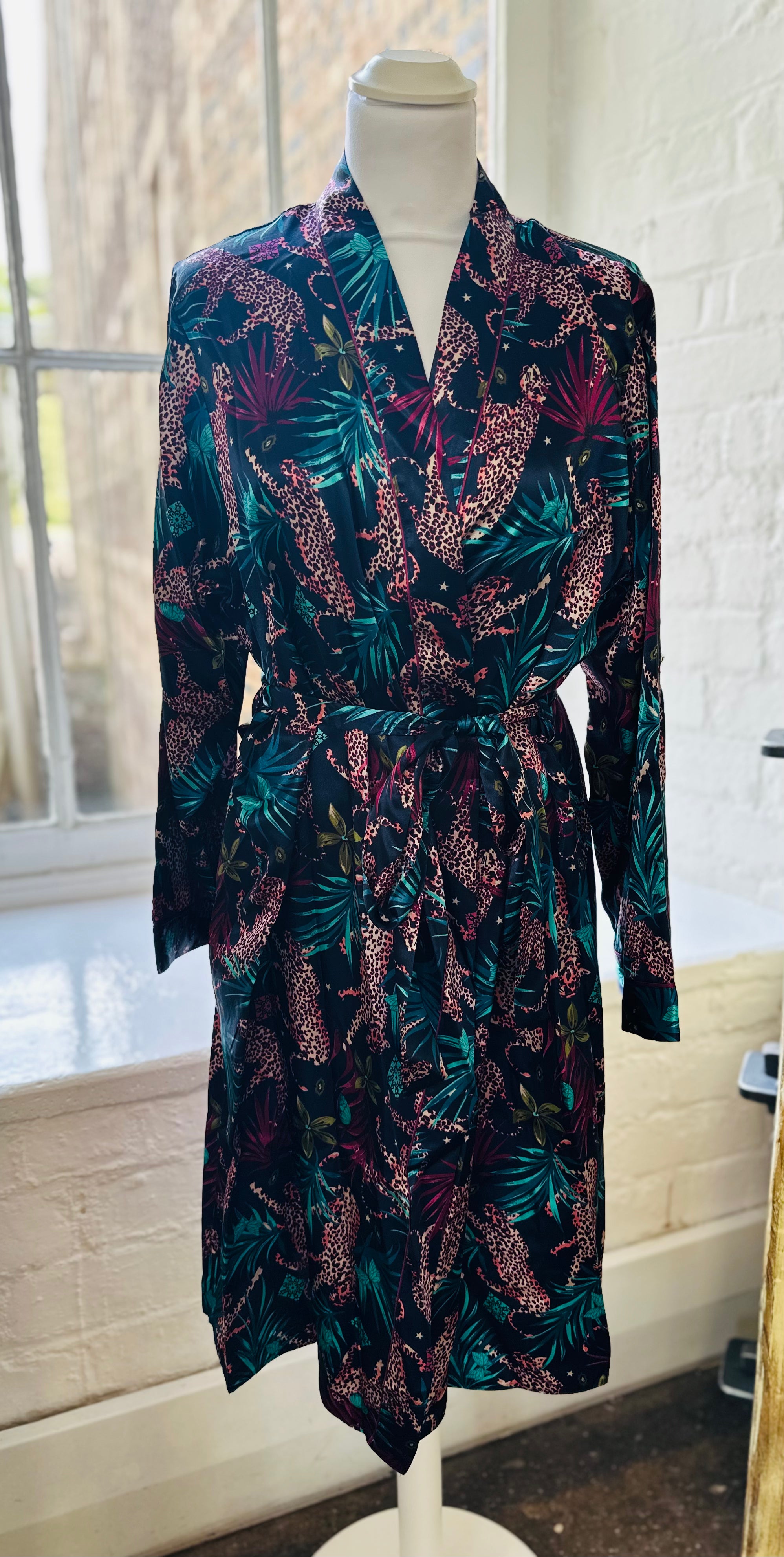 Tropical Print, Satin Feel Kimono