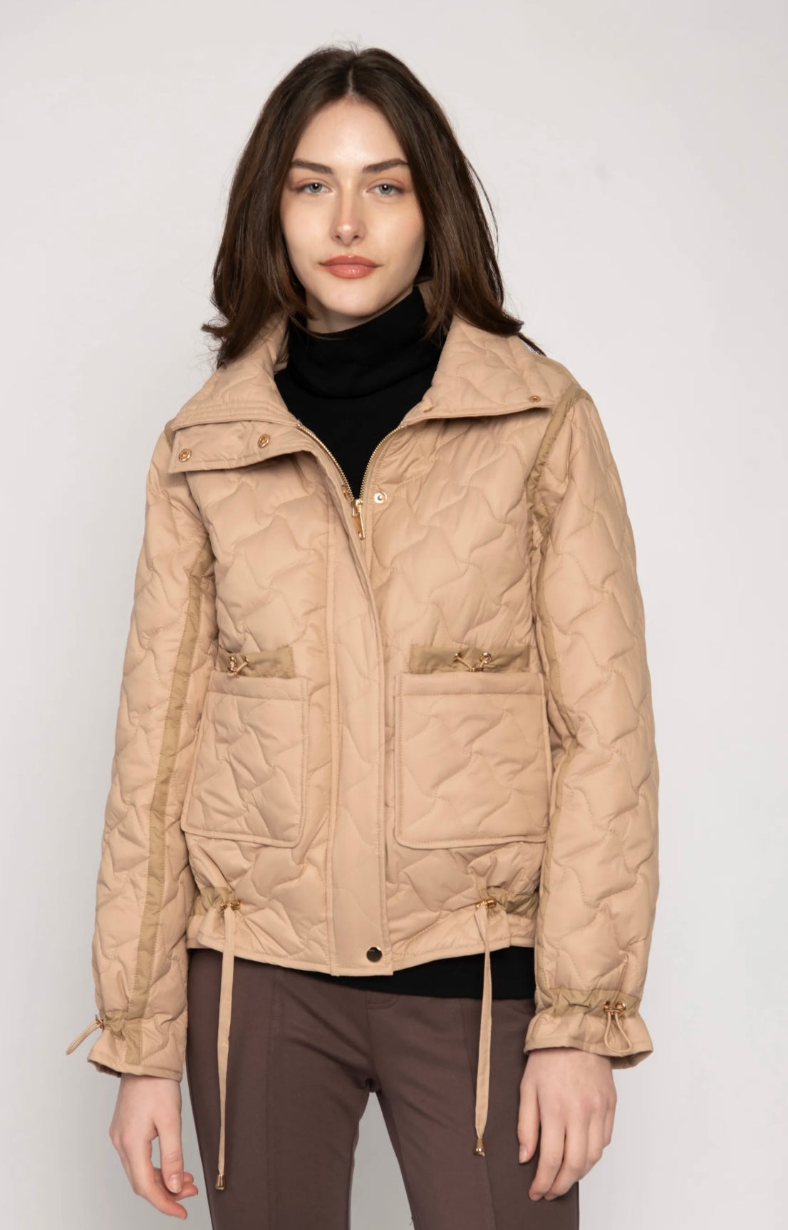 Short Padded Camel Jacket