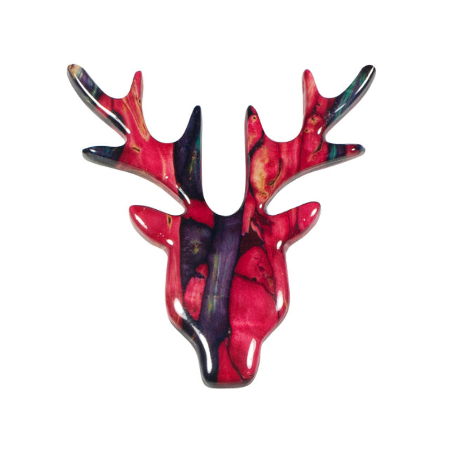 Heathergems Stag Head Brooch - Green