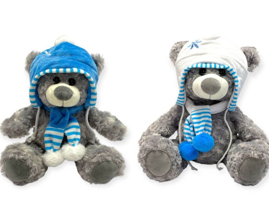 10″ ICE BLUE HAT & SCARF BEAR