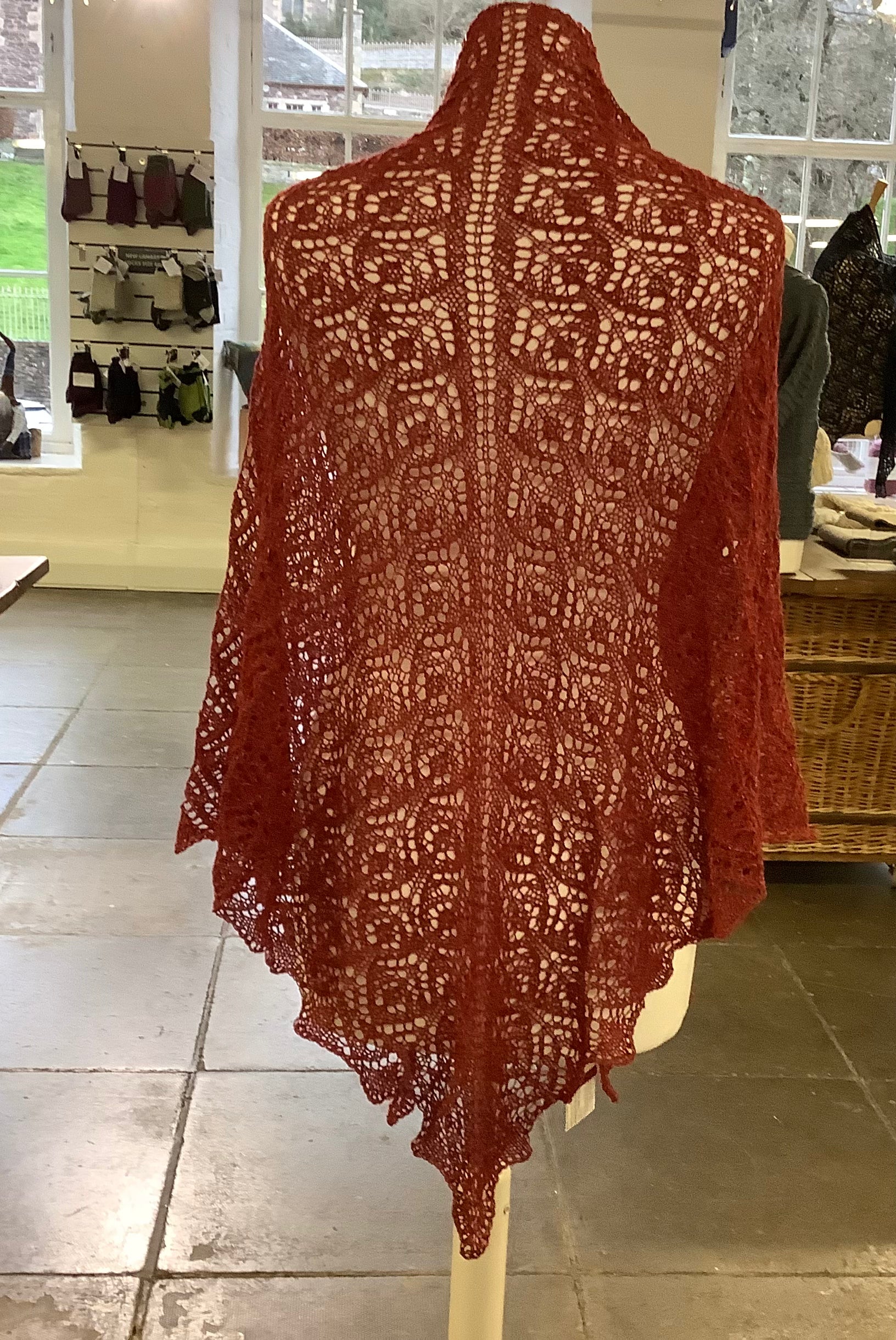 Shawl Handmade Tweed 3ply Red