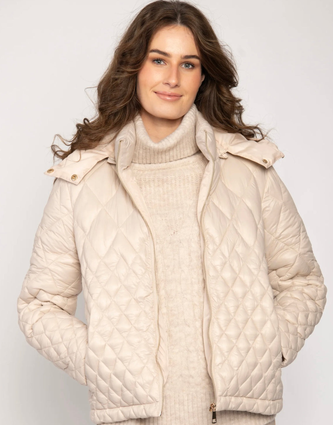 Short Padded Stone Hooded Jacket