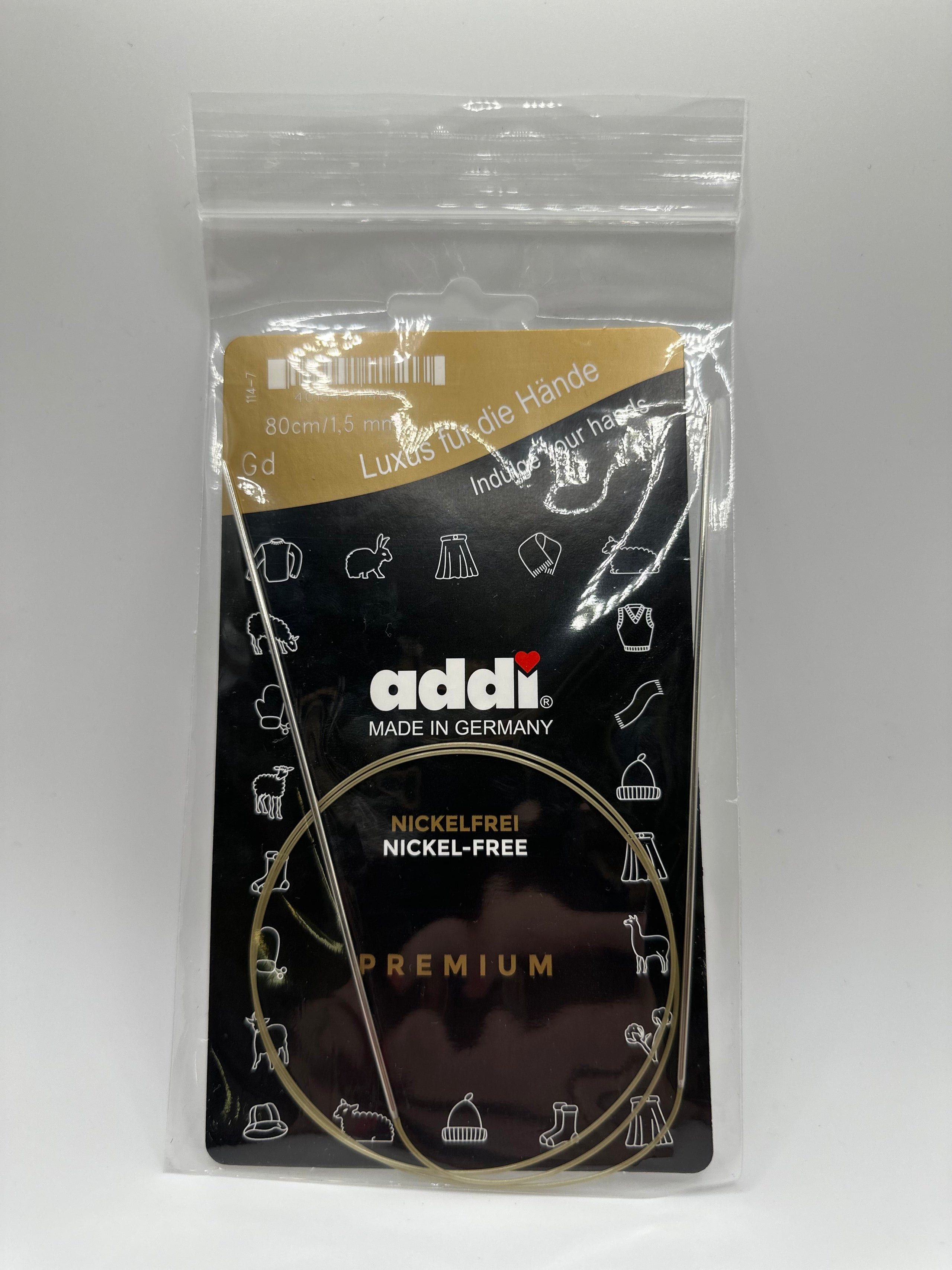 Metal Circular Knitting Needle - Size 1.5mm, Length 80cm