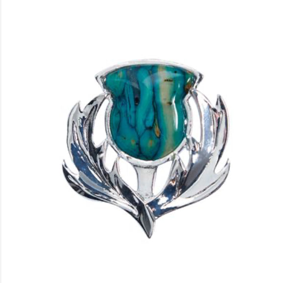 Heather Gems Plated Thistle Brooch
