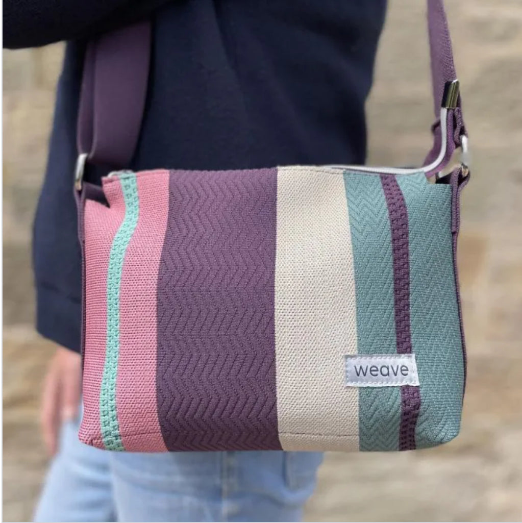Multi Stripe Weave Messenger Bag