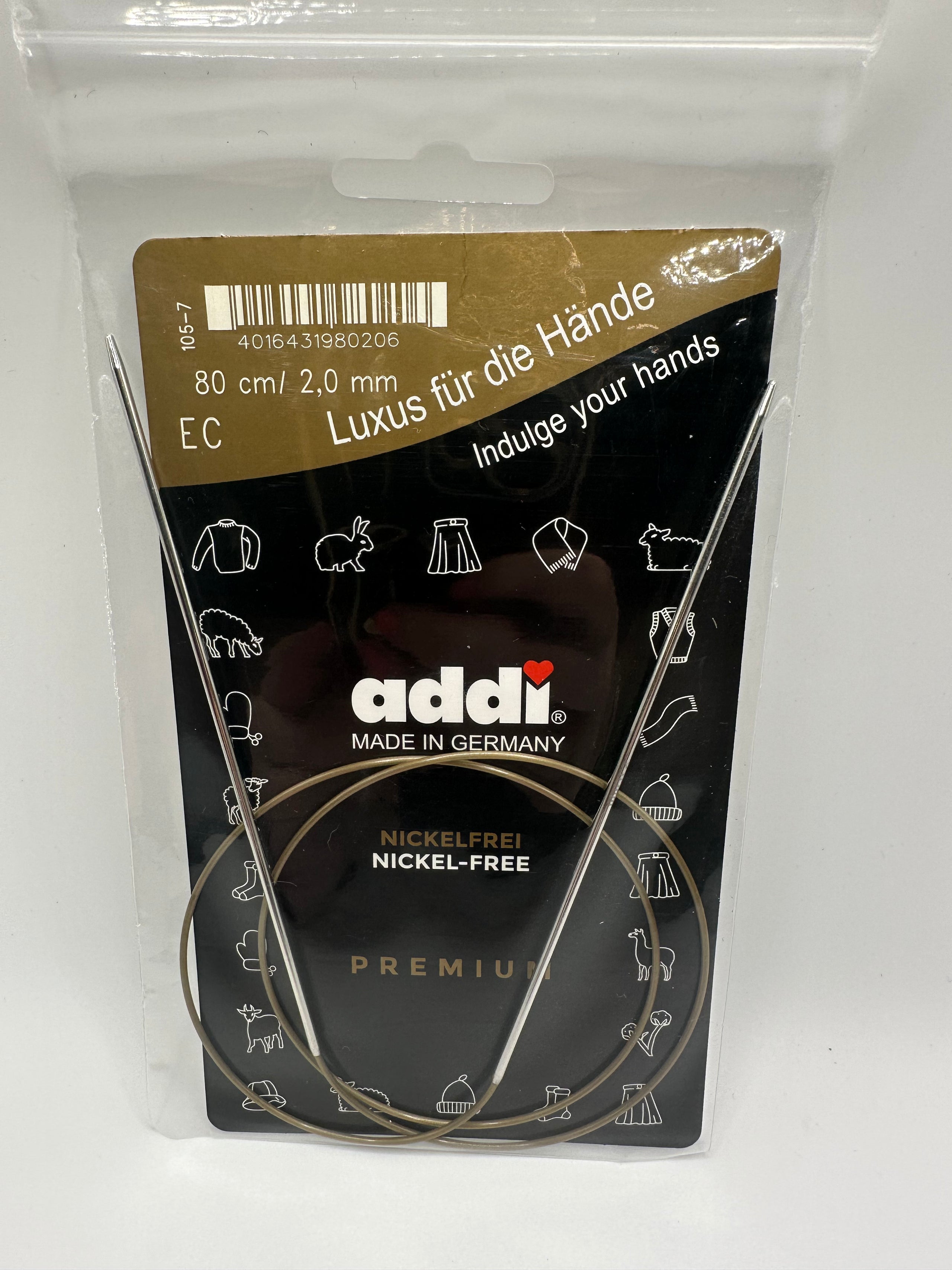 Metal Circular Knitting Needle - Size 2mm, Length 80cm