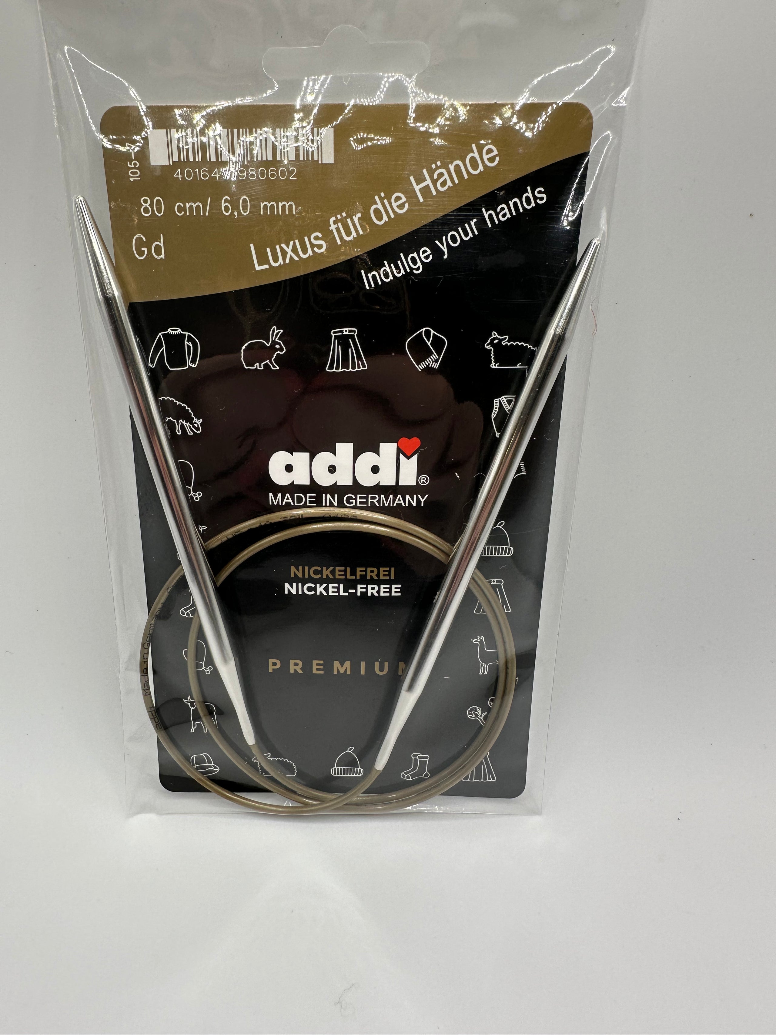 Metal Circular Knitting Needle - Size 6mm, Length 80cm