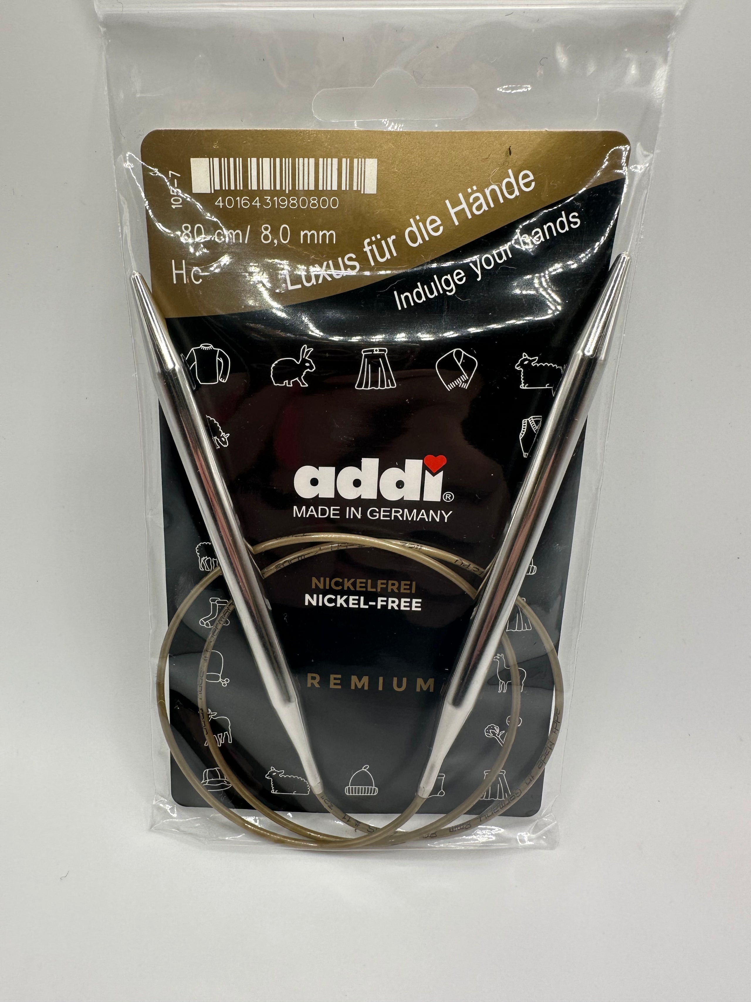 Metal Circular Knitting Needle - Size 8mm, Length 80cm