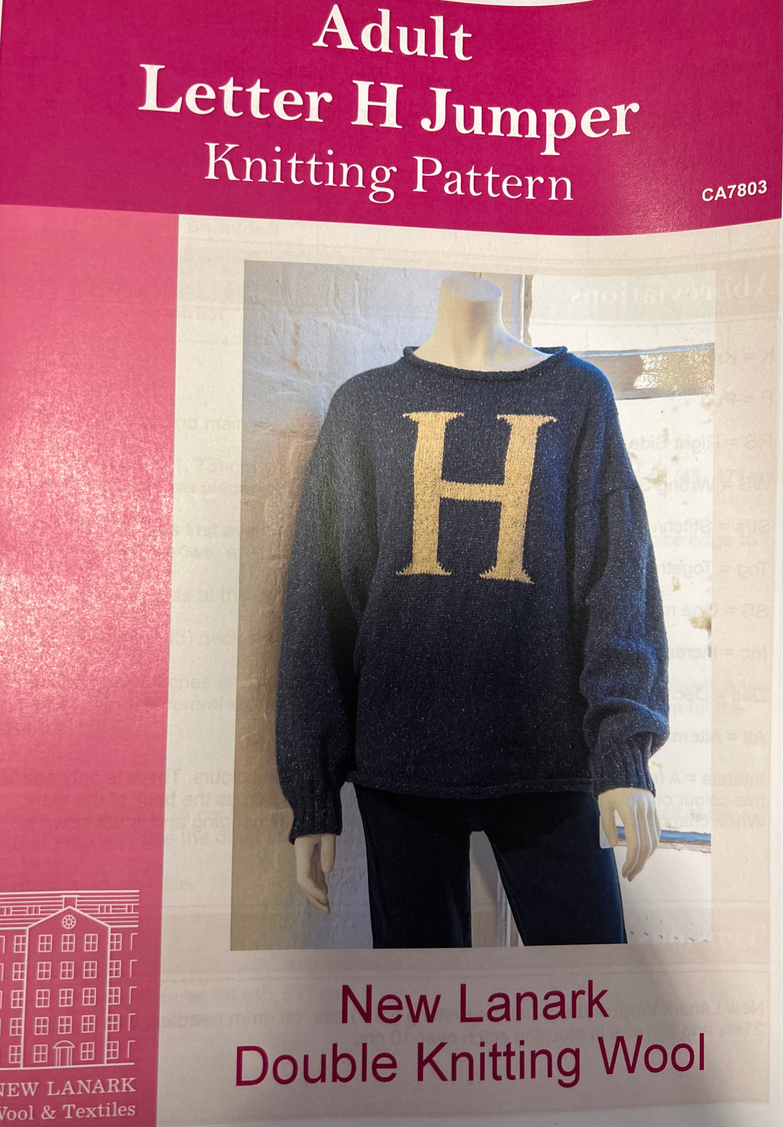 Letter H Adults Jumper DK Knitting Pattern