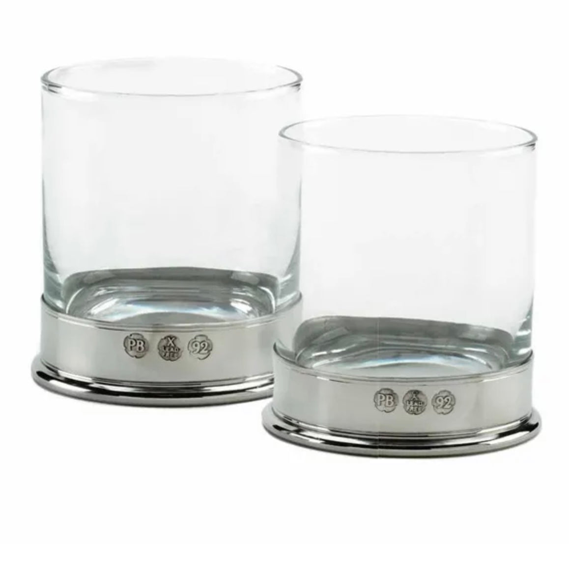 Set Plain Pewter Bottom Whiskey Glass