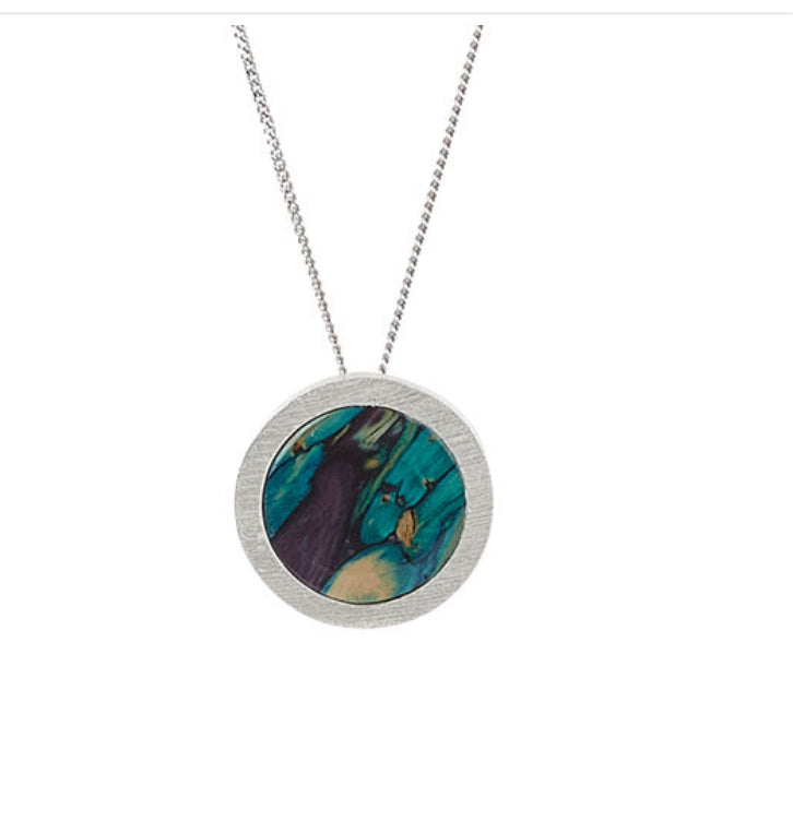 Heather Gems SP438 Circle Satin Silver Pendant