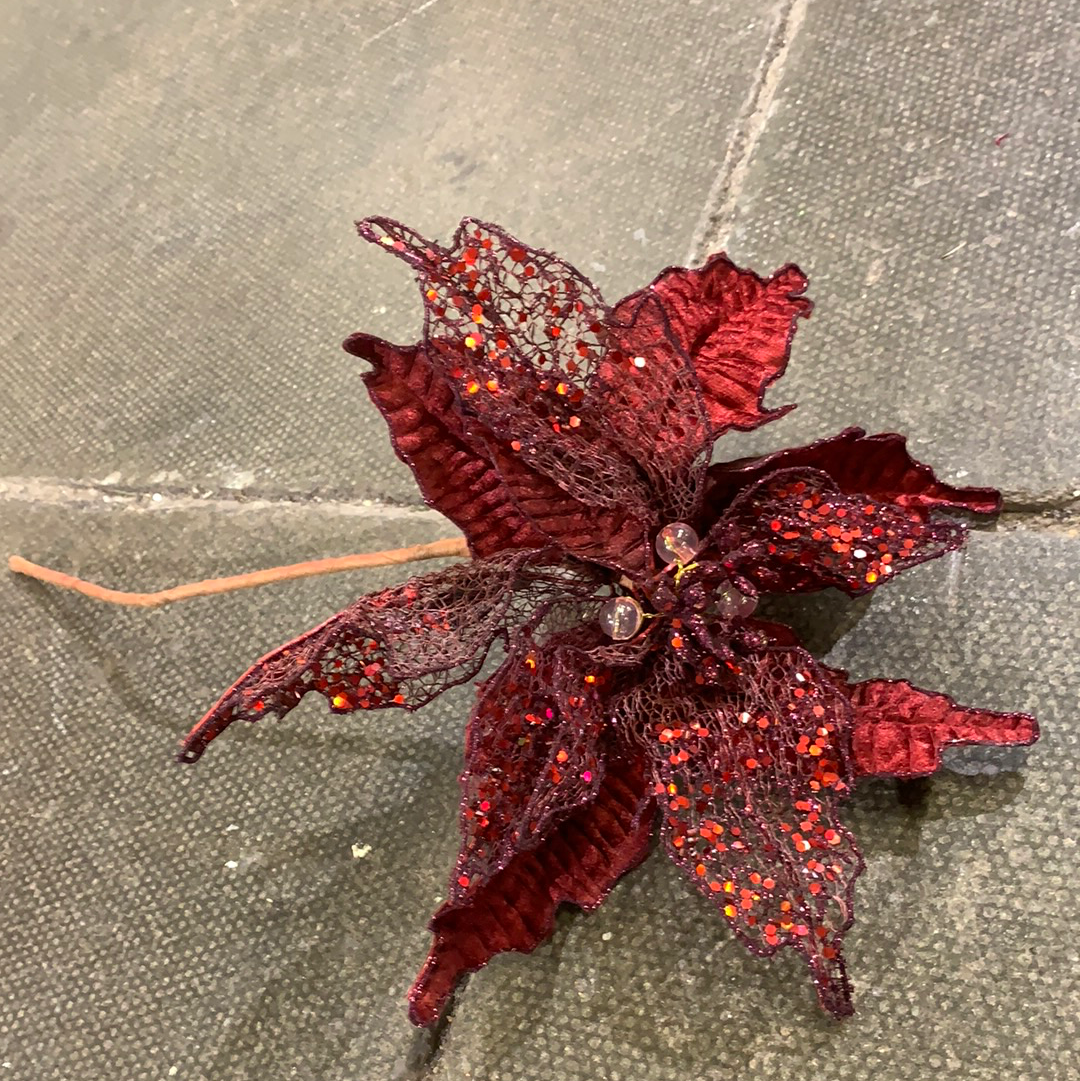 Maroon Poinsetta Christmas Display