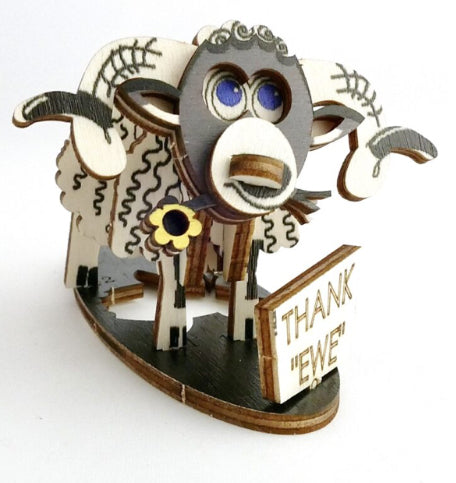 Pop-Up Wooden 'Thank Ewe' Sheep - Medium