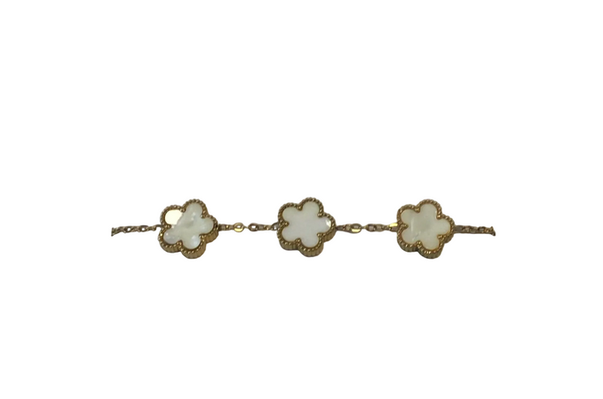 Pearl/Gold Clover Fashion Bracelet - New Lanark Mill Shop