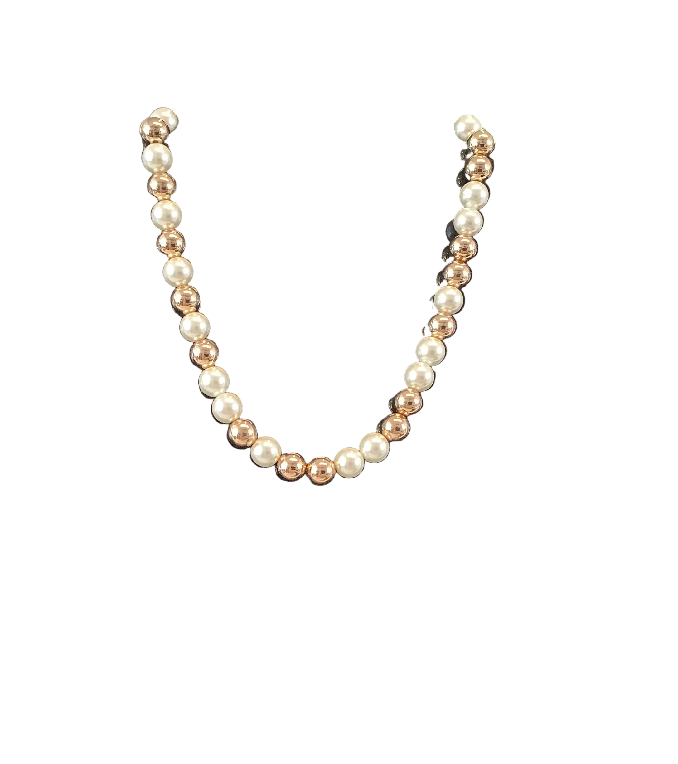 Pearl & Gold Beaded Fashion Necklace