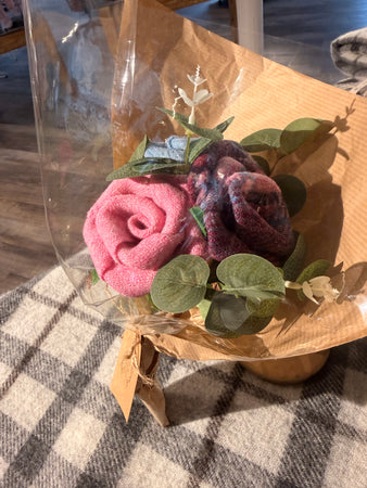 Hand Made Tweed Flower Bouquet-set of 3