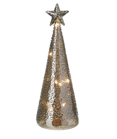 Light Up Silver Glass Tree With Star - New Lanark Mill Shop