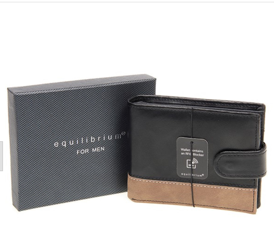 EQ for Men RFID Wallet Black/Tan