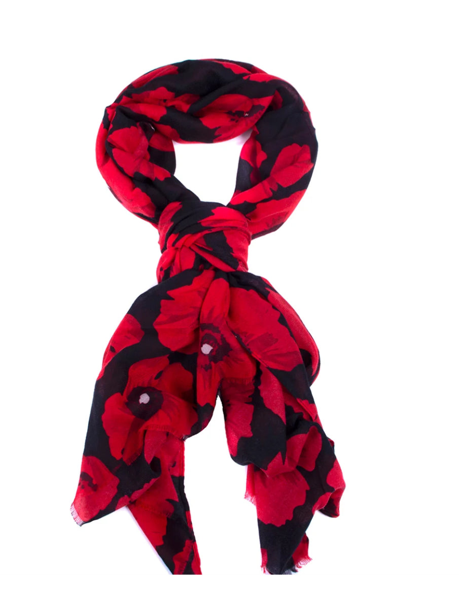 Poppy Scarf - Black/Red