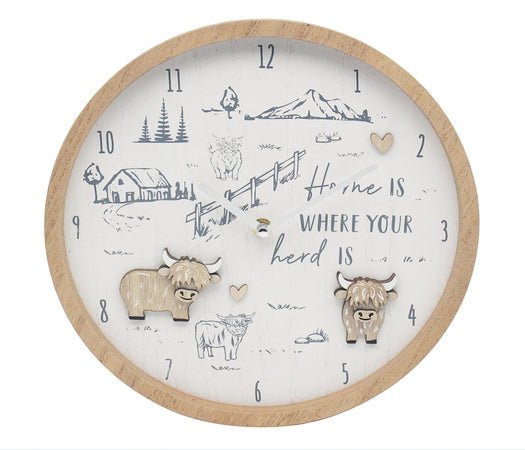 Highland Cow Clock