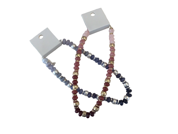 Fashion Beaded Necklace Pinks /Blues - New Lanark Mill Shop