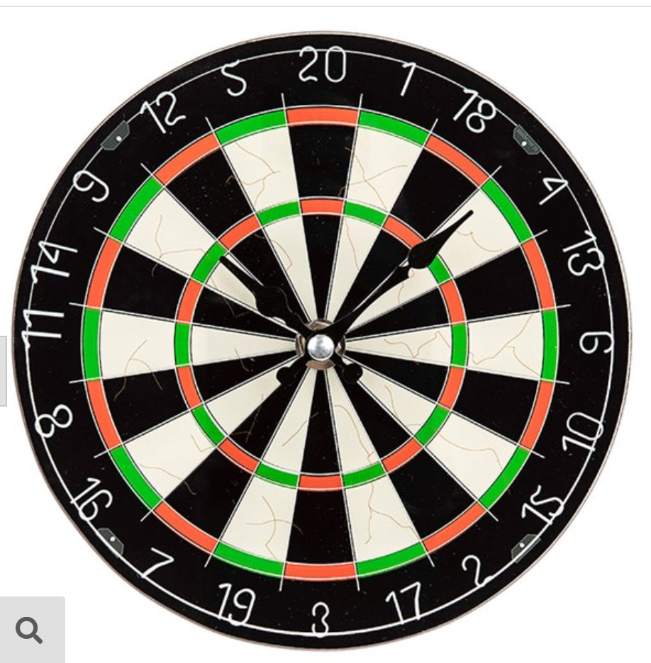 Dart Board Glass Clock Small