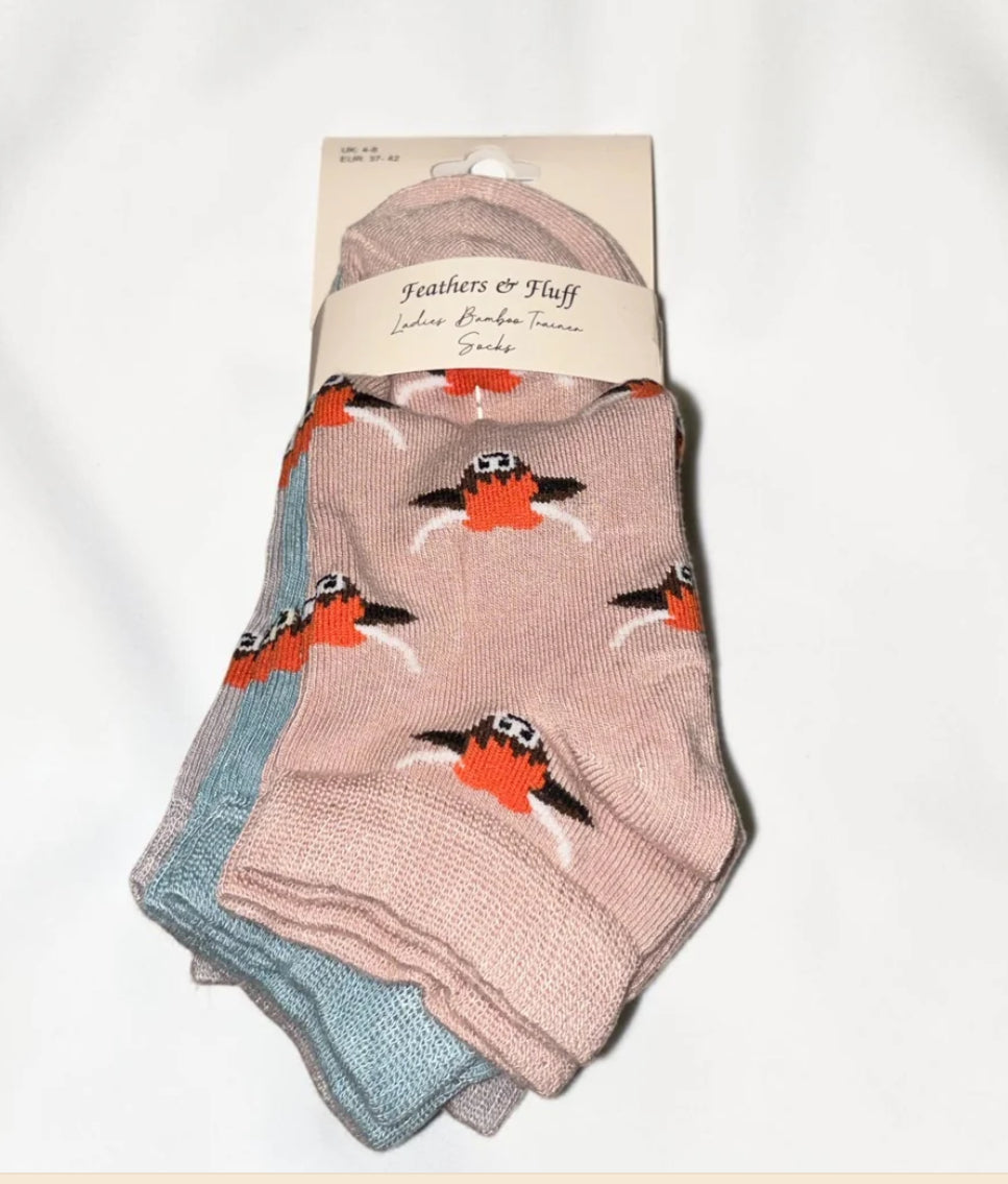 Highland Cow Ladies Bamboo Trainer Socks Pack 3