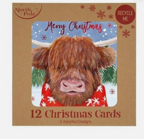 Highland Cow 12 Card Pack - New Lanark Mill Shop