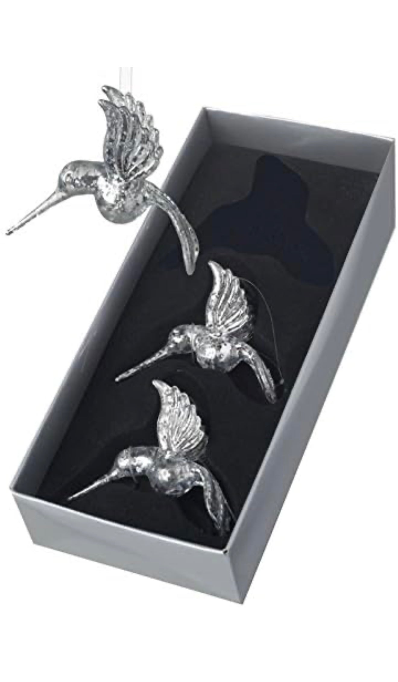 Set of 3 Glass Hummingbird Decoration