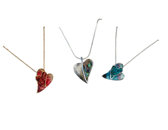 Fashion Abstract Heart Necklace Various Colours - New Lanark Mill Shop