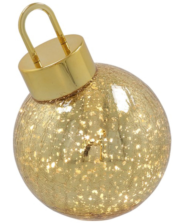 LED Crackle Bauble Gold Large