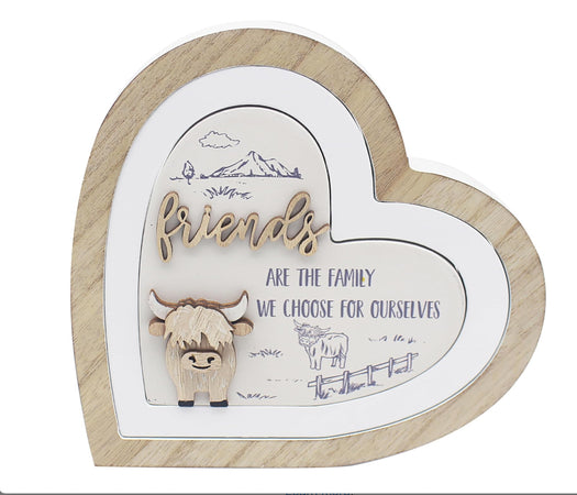 Highland Cow Heart Plaque Home