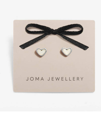 Joma Jewellery Loved By You Mother Of Pearl Heart Stud Earrings - New Lanark Mill Shop