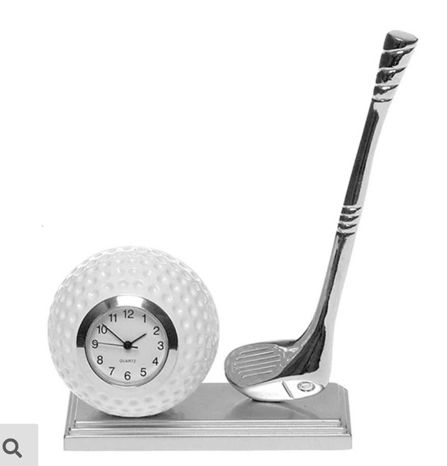 Silver Golfing Desk Clock
