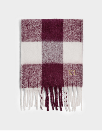 Recycled Checked Tassel Scarf