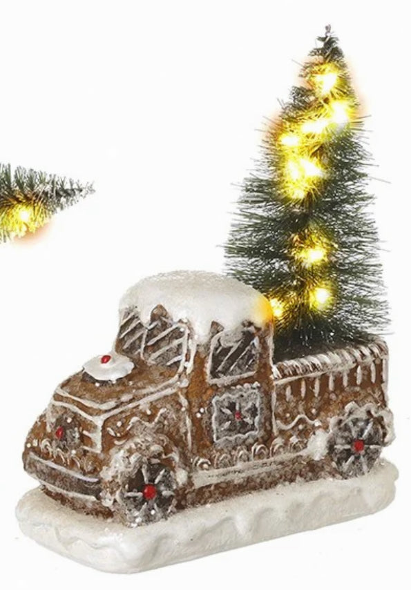 Gingerbread Truck or Car with Tree & Lights