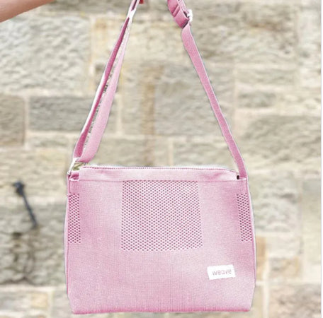 Pink Weave Messenger Bag