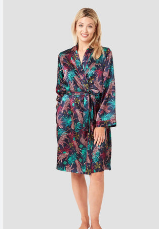 Jungle Cheetah Satin Wrap Navy