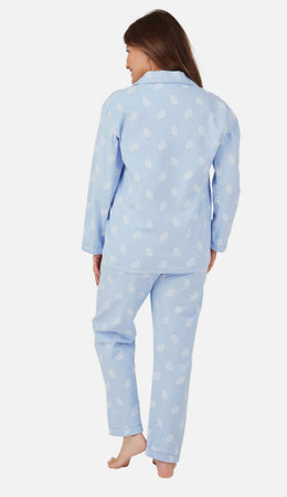 100% Brushed Cotton Pyjamas Blue/Pink