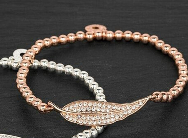 Equilibrium Plated Rose Diamanté Leaf Bracelet