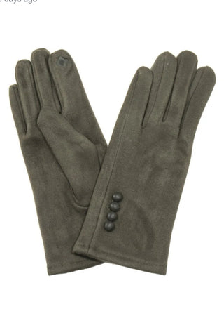 Faux Suede TOUCHSCREEN BUTTON GLOVES