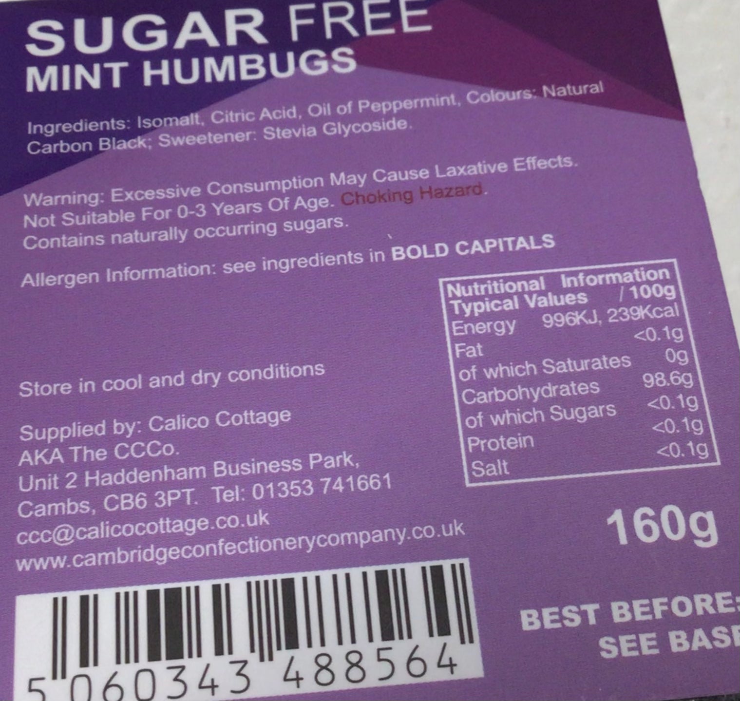 Mint Humbug Sugar Free 160g