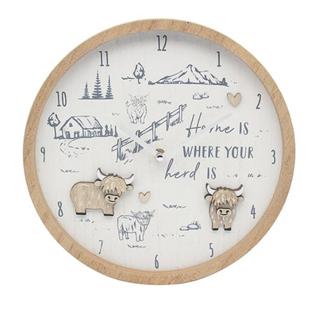 Highland Love Cow Novelty Clock