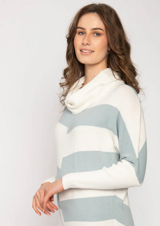 Jumper Cowl Neck Cream/Blue 28544-001