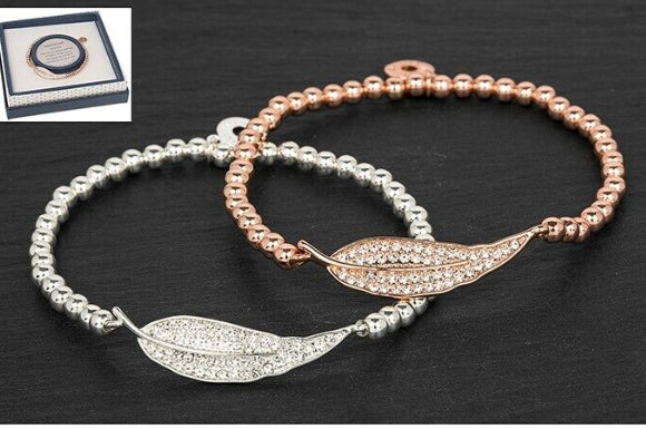 Equilibrium Plated Rose Diamanté Leaf Bracelet